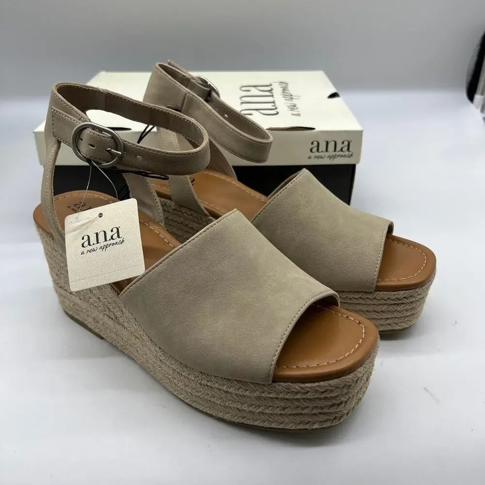 a.n.a Laskie Women Shoes Ankle Buckle Strap Sandals Brown Stone Size 9.5M